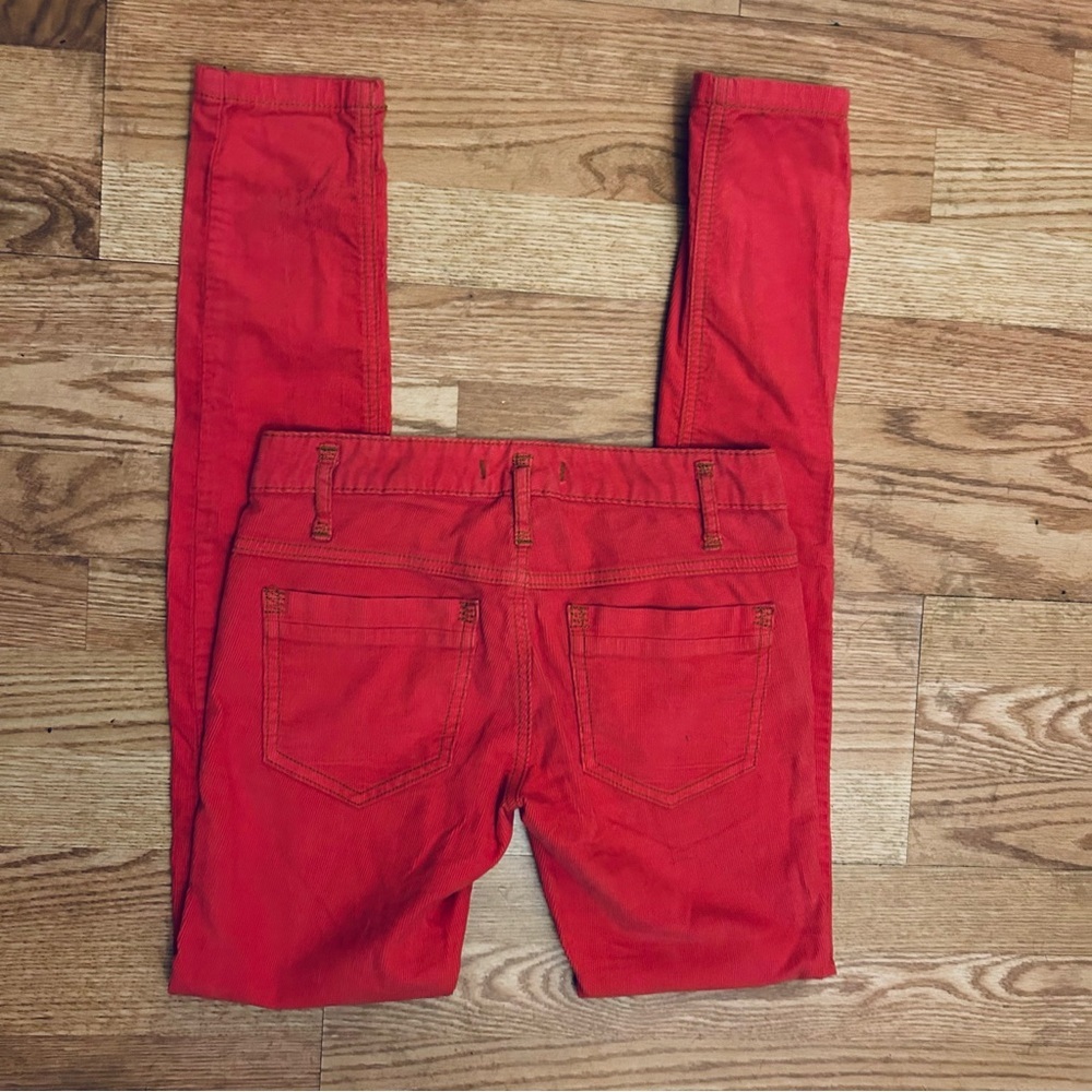 Free People Red Corduroy Pants Straight Leg Size 25 - Picture 4 of 12